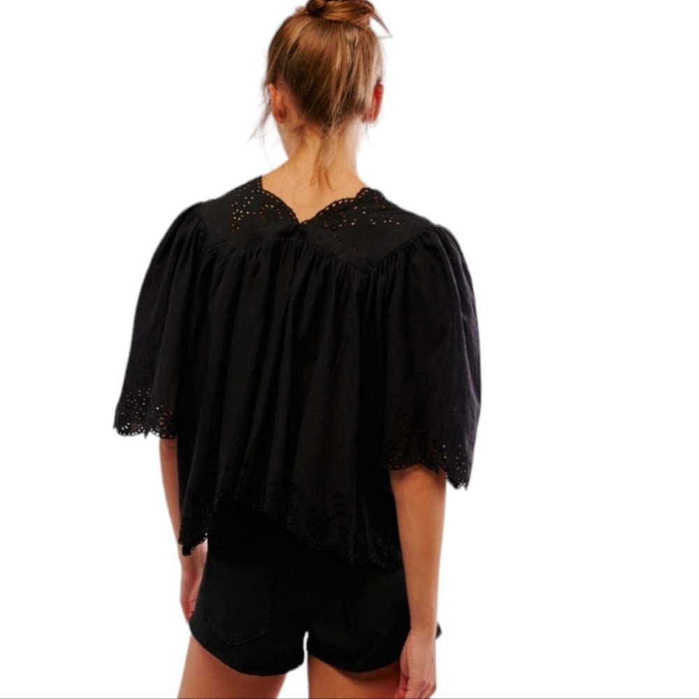 Free People :: Costa Eyelet Top black sz XL - Picture 10 of 16